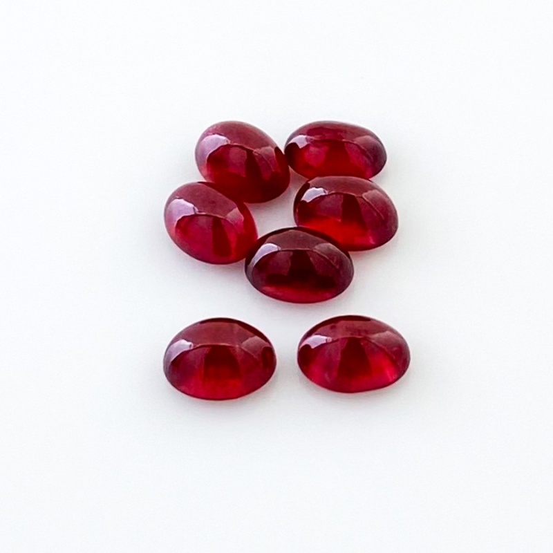 10.65 Cts. Ruby 7x5mm Smooth Oval Shape AA Grade Cabochons Parcel - Total 7 Pcs.