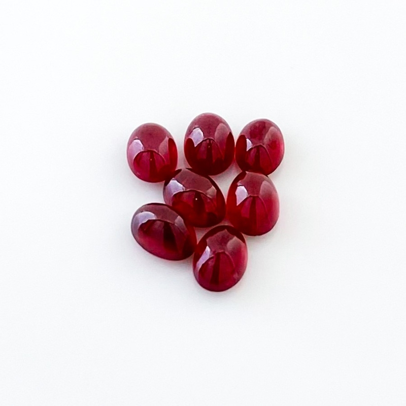 10.65 Cts. Ruby 7x5mm Smooth Oval Shape AA Grade Cabochons Parcel - Total 7 Pcs.