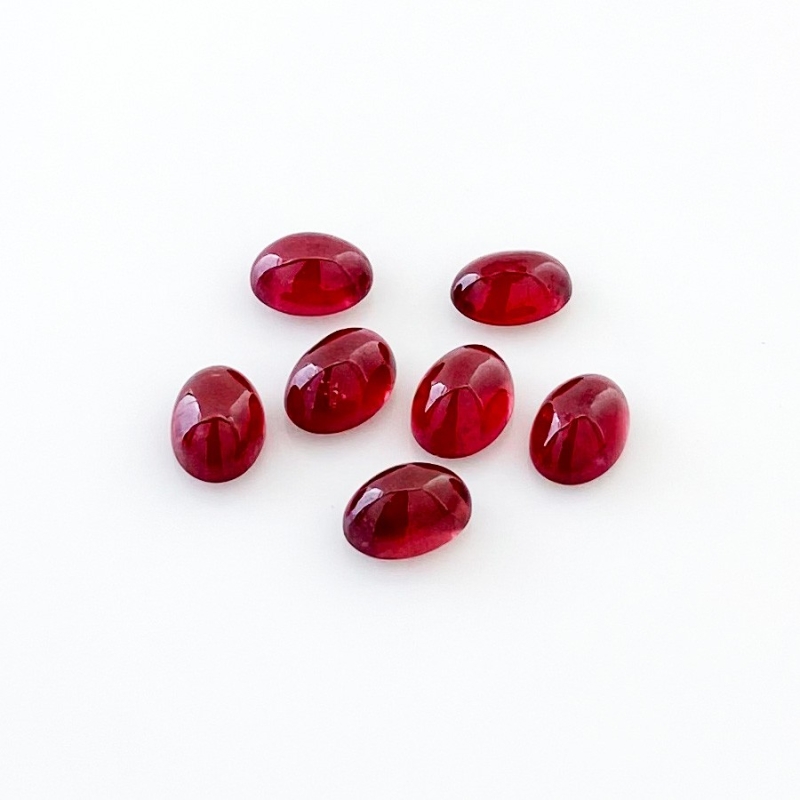 10.65 Cts. Ruby 7x5mm Smooth Oval Shape AA Grade Cabochons Parcel - Total 7 Pcs.