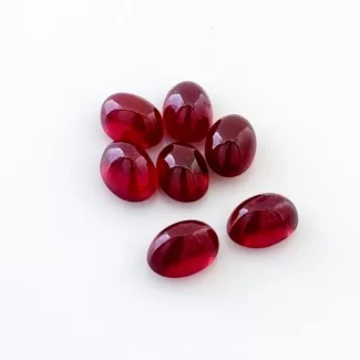 11.30 Cts. Ruby 7x5mm Smooth Oval Shape AA Grade Cabochons Parcel - Total 7 Pcs.