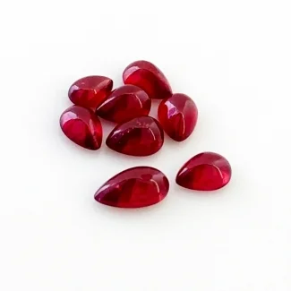 9 Cts. Ruby 6x4-9x5mm Smooth Pear Shape AA Grade Cabochons Parcel - Total 8 Pcs.