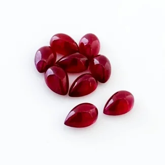 13.40 Cts. Ruby 8x5mm Smooth Pear Shape AA Grade Cabochons Parcel - Total 9 Pcs.
