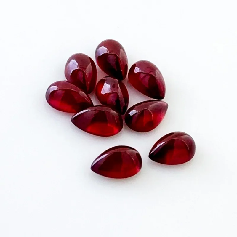 13.65 Cts. Ruby 8x5mm Smooth Pear Shape AA Grade Cabochons Parcel - Total 9 Pcs.