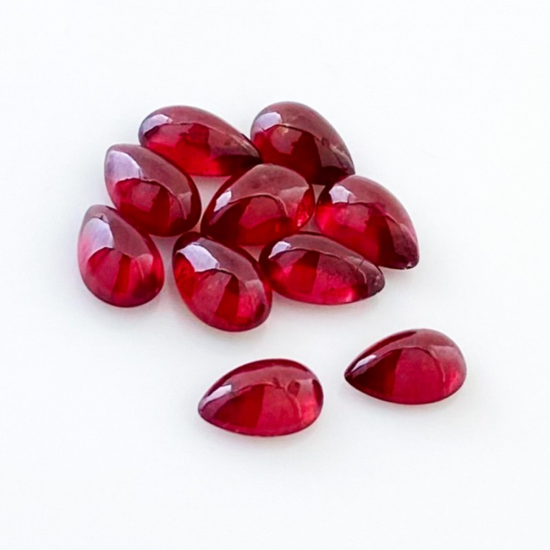 Ruby Smooth Pear Shape AA Grade Cabochon Parcel - 8x5mm - 10 Pc. - 13.45 Cts.