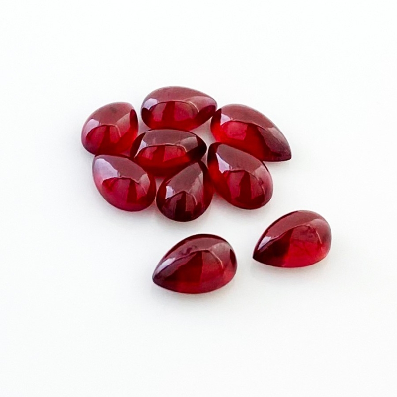 20.20 Cts. Ruby 8x6-10x6mm Smooth Pear Shape AA Grade Cabochons Parcel - Total 9 Pcs.