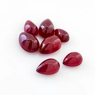 Ruby Smooth Pear Shape AA Grade Cabochon Parcel - 7x5-10x7mm - 7 Pc. - 15.95 Cts.