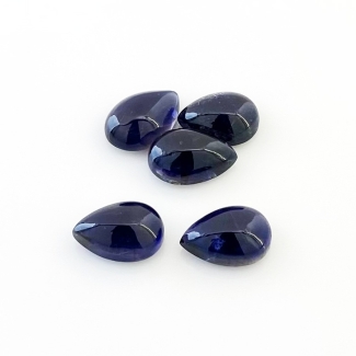 15.6 Carat Iolite 12x8mm Smooth Pear Shape A Grade Cabochons Parcel - Total 5 Pcs.