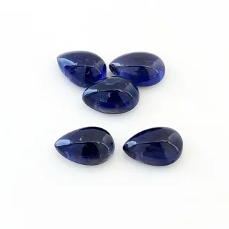 16.25 Carat Iolite 12x8mm Smooth Pear Shape A Grade Cabochons Parcel - Total 5 Pcs.