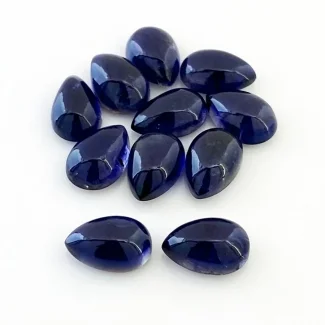 33.8 Carat Iolite 12x8mm Smooth Pear Shape AA Grade Cabochons Parcel - Total 11 Pcs.