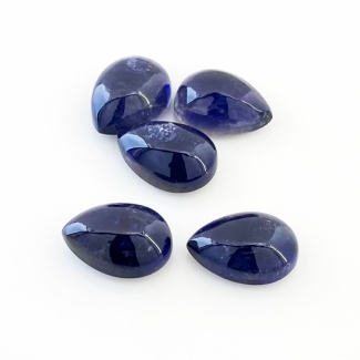 27.90 Carat Iolite 14x10mm Smooth Pear Shape A Grade Cabochons Parcel - Total 5 Pcs.
