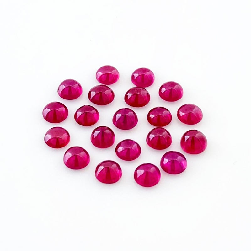 15.50 Cts. Ruby 5mm Smooth Round Shape AA Grade Cabochons Parcel - Total 20 Pcs.