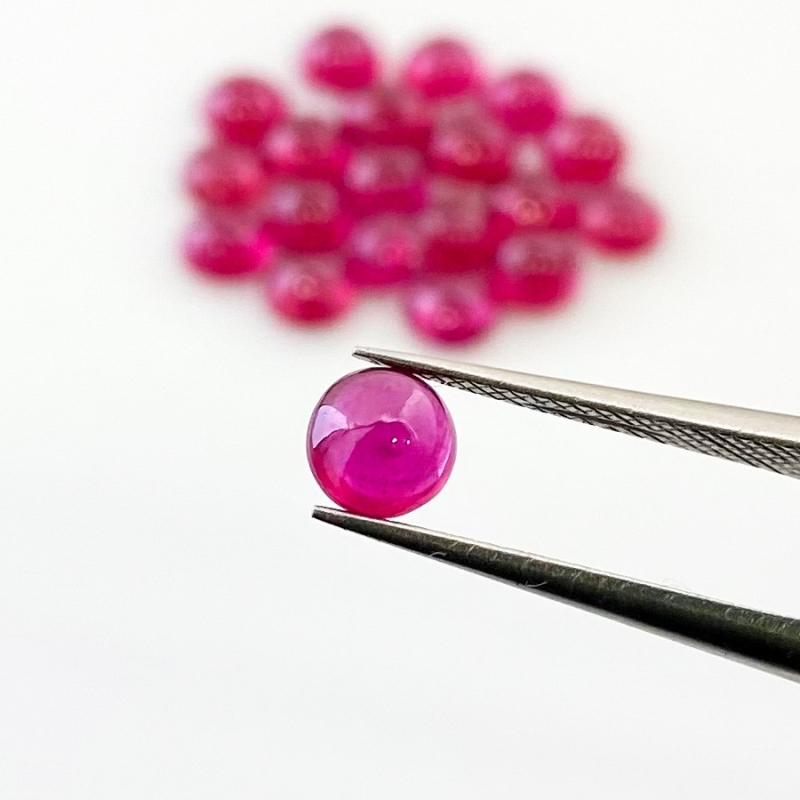 15.50 Cts. Ruby 5mm Smooth Round Shape AA Grade Cabochons Parcel - Total 20 Pcs.