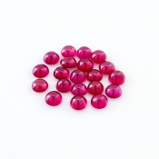 15.50 Cts. Ruby 5mm Smooth Round Shape AA Grade Cabochons Parcel - Total 20 Pcs.