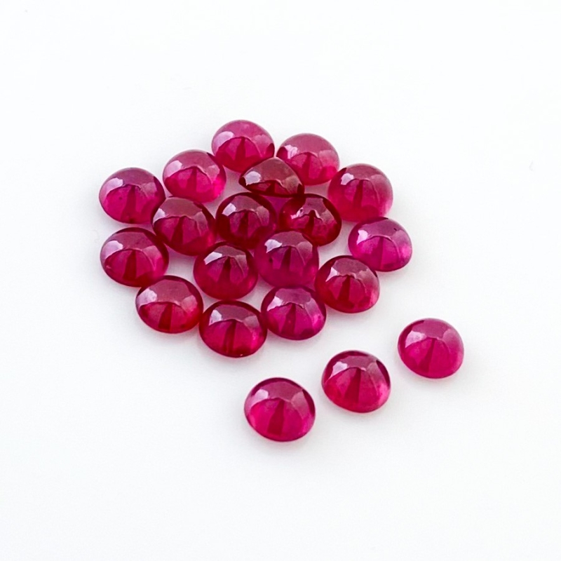 15.50 Cts. Ruby 5mm Smooth Round Shape AA Grade Cabochons Parcel - Total 20 Pcs.