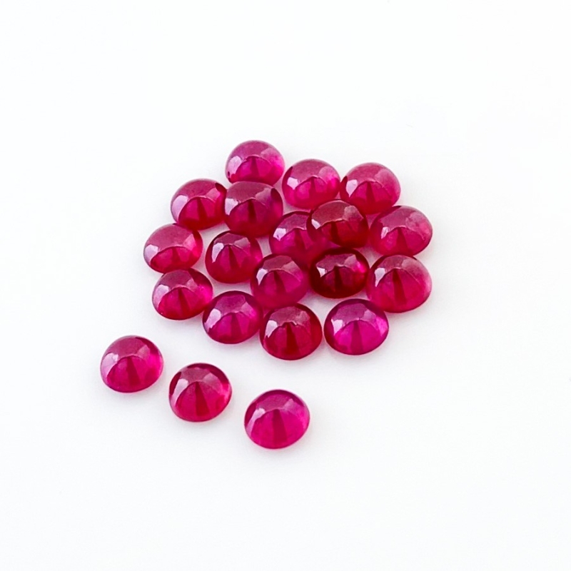15.50 Cts. Ruby 5mm Smooth Round Shape AA Grade Cabochons Parcel - Total 20 Pcs.