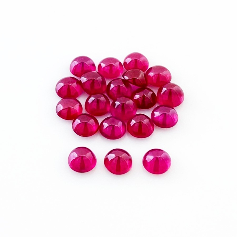 15.50 Cts. Ruby 5mm Smooth Round Shape AA Grade Cabochons Parcel - Total 20 Pcs.