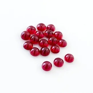 17 Cts. Ruby 5mm Smooth Round Shape AA Grade Cabochons Parcel - Total 18 Pcs.