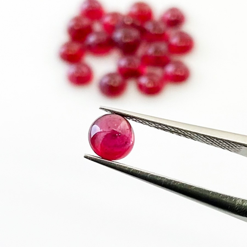 17 Cts. Ruby 5mm Smooth Round Shape AA Grade Cabochons Parcel - Total 18 Pcs.