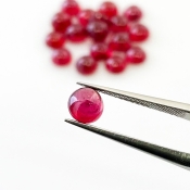17 Cts. Ruby 5mm Smooth Round Shape AA Grade Cabochons Parcel - Total 18 Pcs.