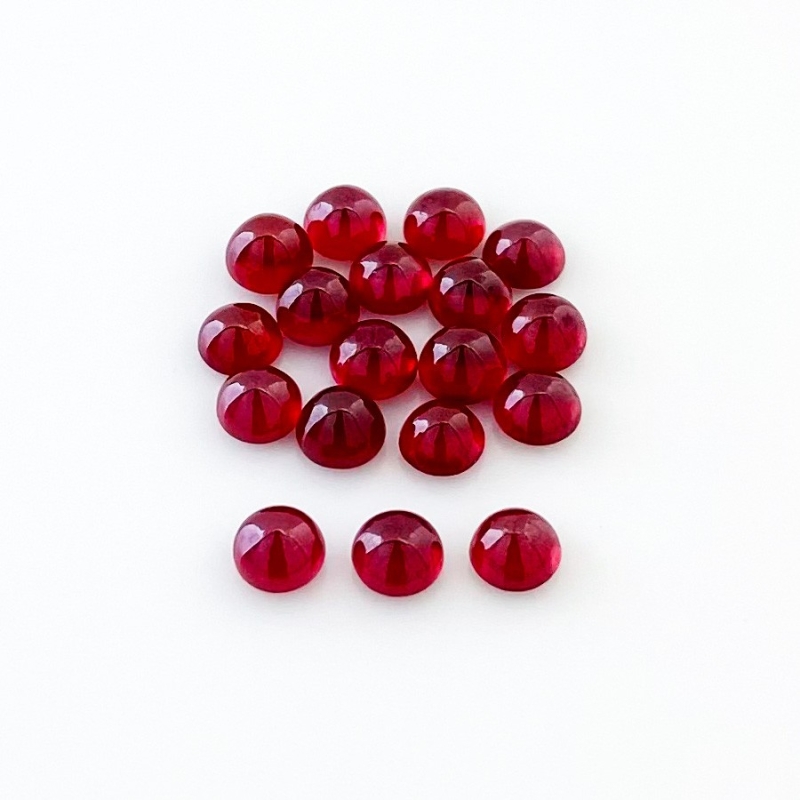 17 Cts. Ruby 5mm Smooth Round Shape AA Grade Cabochons Parcel - Total 18 Pcs.