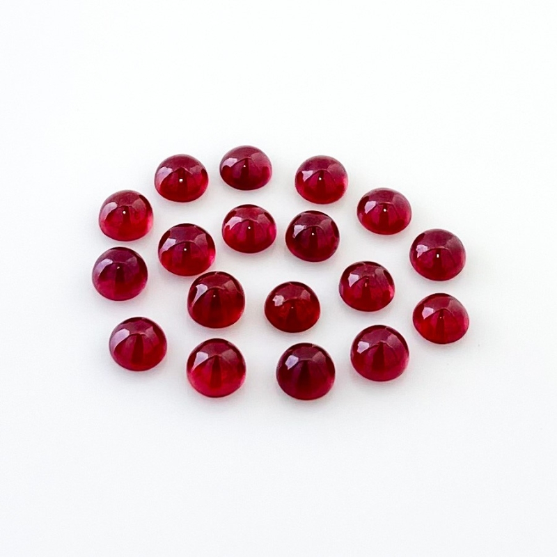 17 Cts. Ruby 5mm Smooth Round Shape AA Grade Cabochons Parcel - Total 18 Pcs.