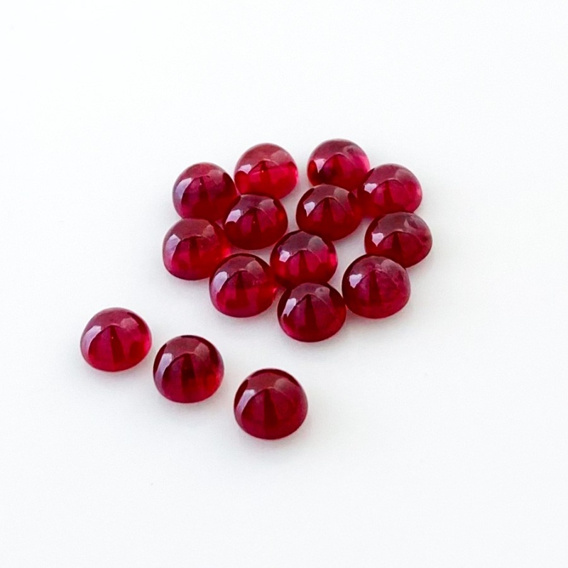 14.55 Cts. Ruby 5mm Smooth Round Shape AA Grade Cabochons Parcel - Total 15 Pcs.