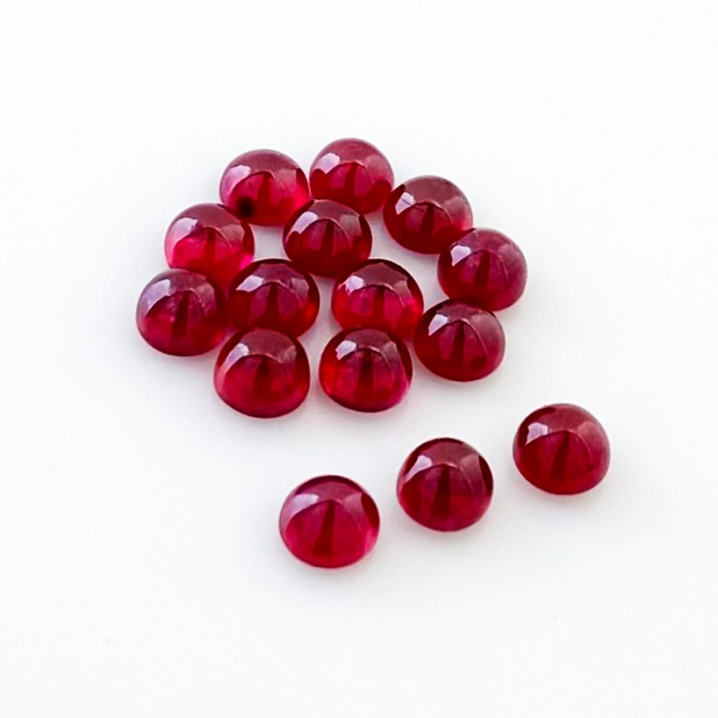 Ruby Smooth Round Shape AA Grade Cabochon Parcel - 5mm - 15 Pc. - 14.55 Cts.