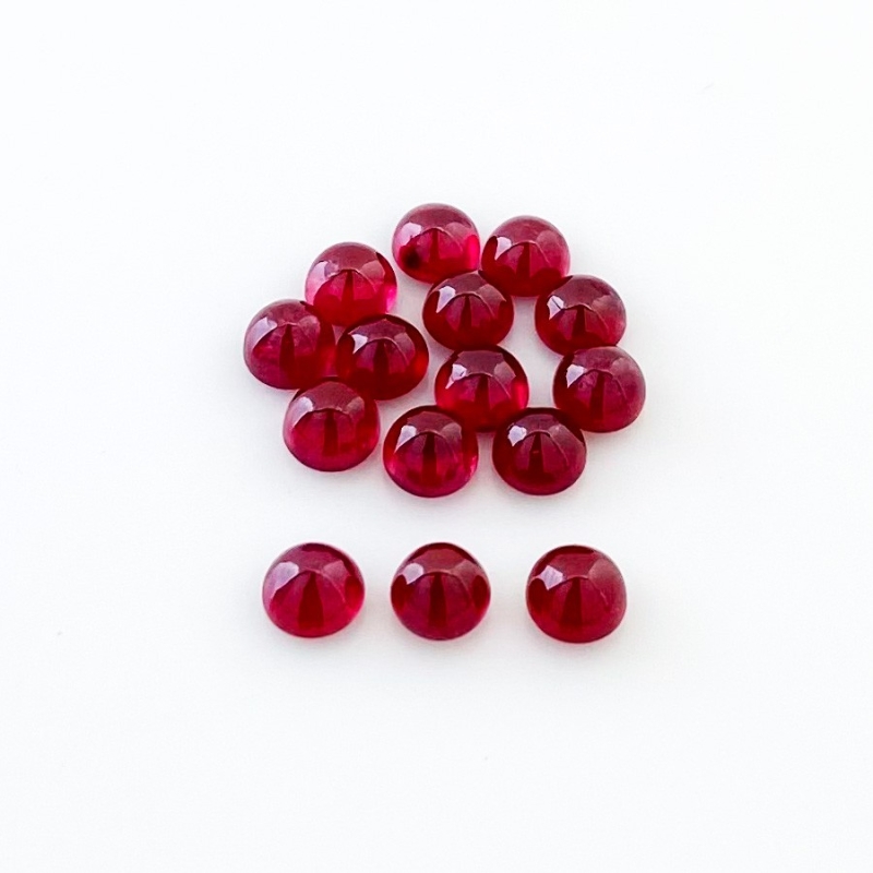 14.55 Cts. Ruby 5mm Smooth Round Shape AA Grade Cabochons Parcel - Total 15 Pcs.