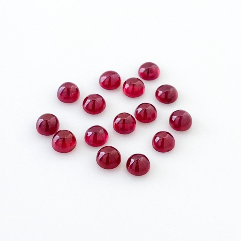 14.55 Cts. Ruby 5mm Smooth Round Shape AA Grade Cabochons Parcel - Total 15 Pcs.