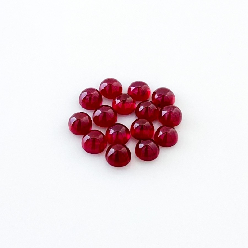 14.55 Cts. Ruby 5mm Smooth Round Shape AA Grade Cabochons Parcel - Total 15 Pcs.