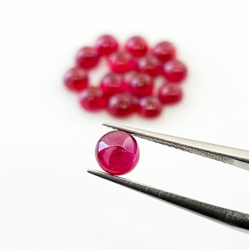 14.55 Cts. Ruby 5mm Smooth Round Shape AA Grade Cabochons Parcel - Total 15 Pcs.