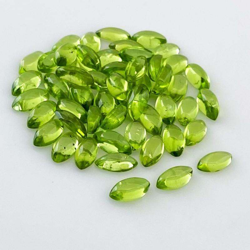38.30 Carat Peridot 8x4mm Smooth Marquise Shape AAA Grade Cabochons Parcel - Total 52 Pcs.