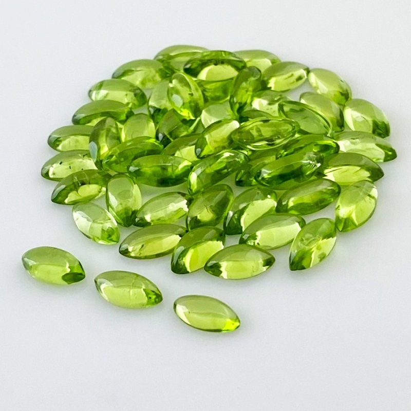 38.30 Carat Peridot 8x4mm Smooth Marquise Shape AAA Grade Cabochons Parcel - Total 52 Pcs.