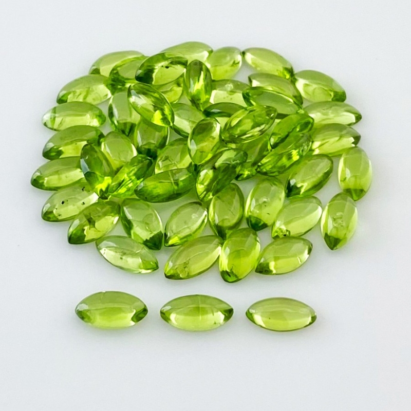 38.30 Carat Peridot 8x4mm Smooth Marquise Shape AAA Grade Cabochons Parcel - Total 52 Pcs.
