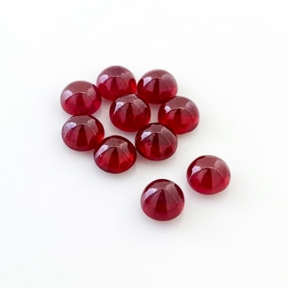 18.85 Cts. Ruby 6.5mm Smooth Round Shape AA Grade Cabochons Parcel - Total 10 Pcs.