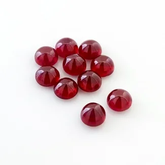 18.85 Cts. Ruby 6.5mm Smooth Round Shape AA Grade Cabochons Parcel - Total 10 Pcs.