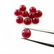 17.60 Cts. Ruby 6mm Smooth Round Shape AA Grade Cabochons Parcel - Total 10 Pcs.