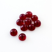 17.60 Cts. Ruby 6mm Smooth Round Shape AA Grade Cabochons Parcel - Total 10 Pcs.
