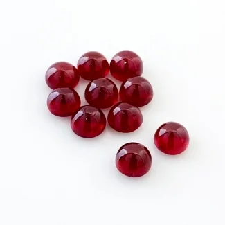 17.60 Cts. Ruby 6mm Smooth Round Shape AA Grade Cabochons Parcel - Total 10 Pcs.