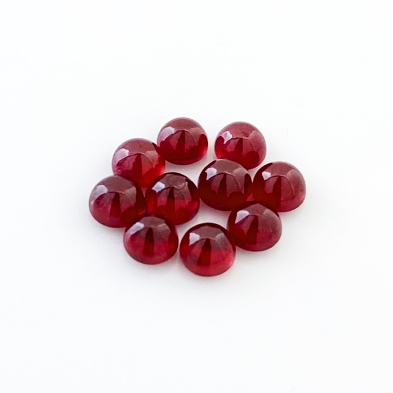 17.60 Cts. Ruby 6mm Smooth Round Shape AA Grade Cabochons Parcel - Total 10 Pcs.