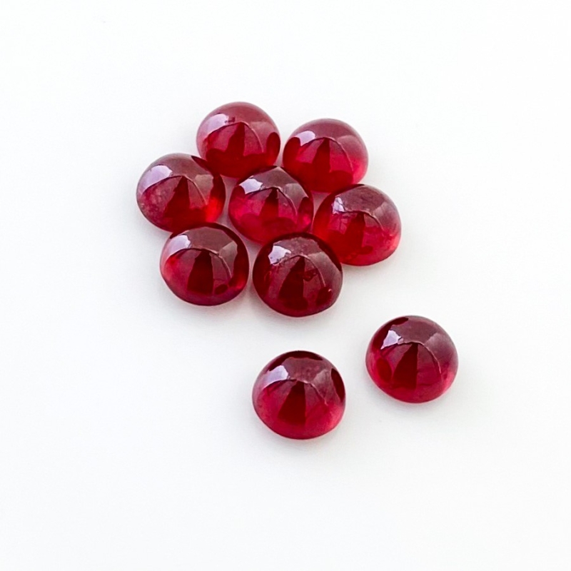 16.90 Cts. Ruby 6.5mm Smooth Round Shape AA Grade Cabochons Parcel - Total 9 Pcs.