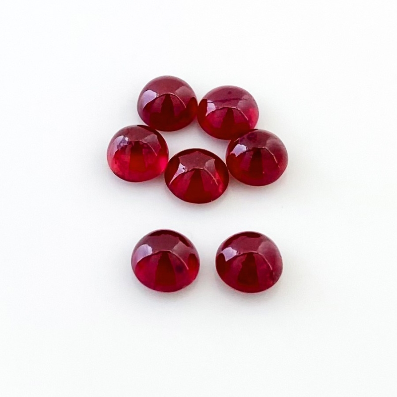 11.45 Cts. Ruby 6.5mm Smooth Round Shape AA Grade Cabochons Parcel - Total 7 Pcs.