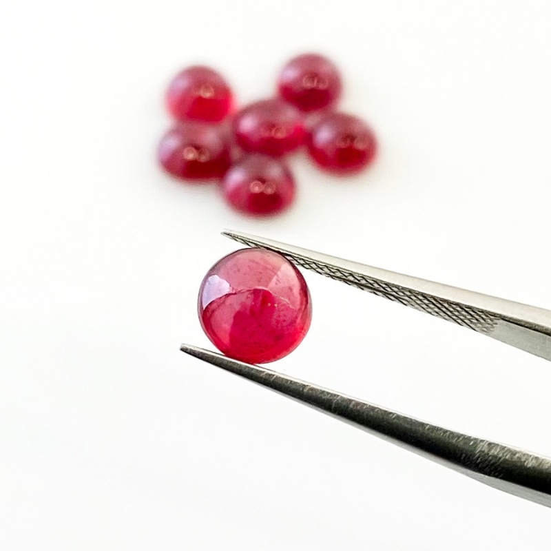 11.45 Cts. Ruby 6.5mm Smooth Round Shape AA Grade Cabochons Parcel - Total 7 Pcs.