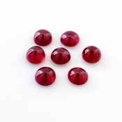 11.45 Cts. Ruby 6.5mm Smooth Round Shape AA Grade Cabochons Parcel - Total 7 Pcs.