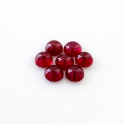 11.45 Cts. Ruby 6.5mm Smooth Round Shape AA Grade Cabochons Parcel - Total 7 Pcs.