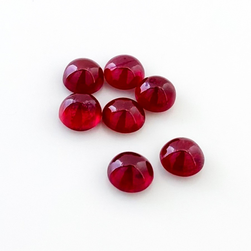 11.45 Cts. Ruby 6.5mm Smooth Round Shape AA Grade Cabochons Parcel - Total 7 Pcs.