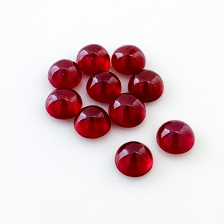 16.70 Cts. Ruby 6.5mm Smooth Round Shape AA Grade Cabochons Parcel - Total 10 Pcs.