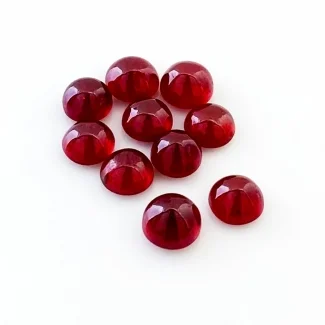 21.05 Cts. Ruby 6.5-7mm Smooth Round Shape AA Grade Cabochons Parcel - Total 10 Pcs.