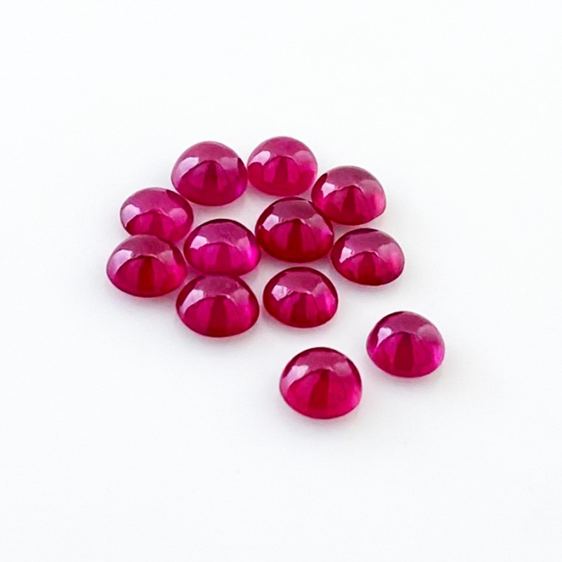 11.60 Cts. Ruby 5.5mm Smooth Round Shape AA Grade Cabochons Parcel - Total 12 Pcs.