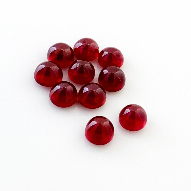 17.75 Cts. Ruby 6mm Smooth Round Shape AA Grade Cabochons Parcel - Total 10 Pcs.